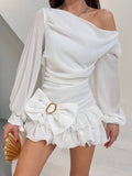 Ruffle Bow Mini Dress