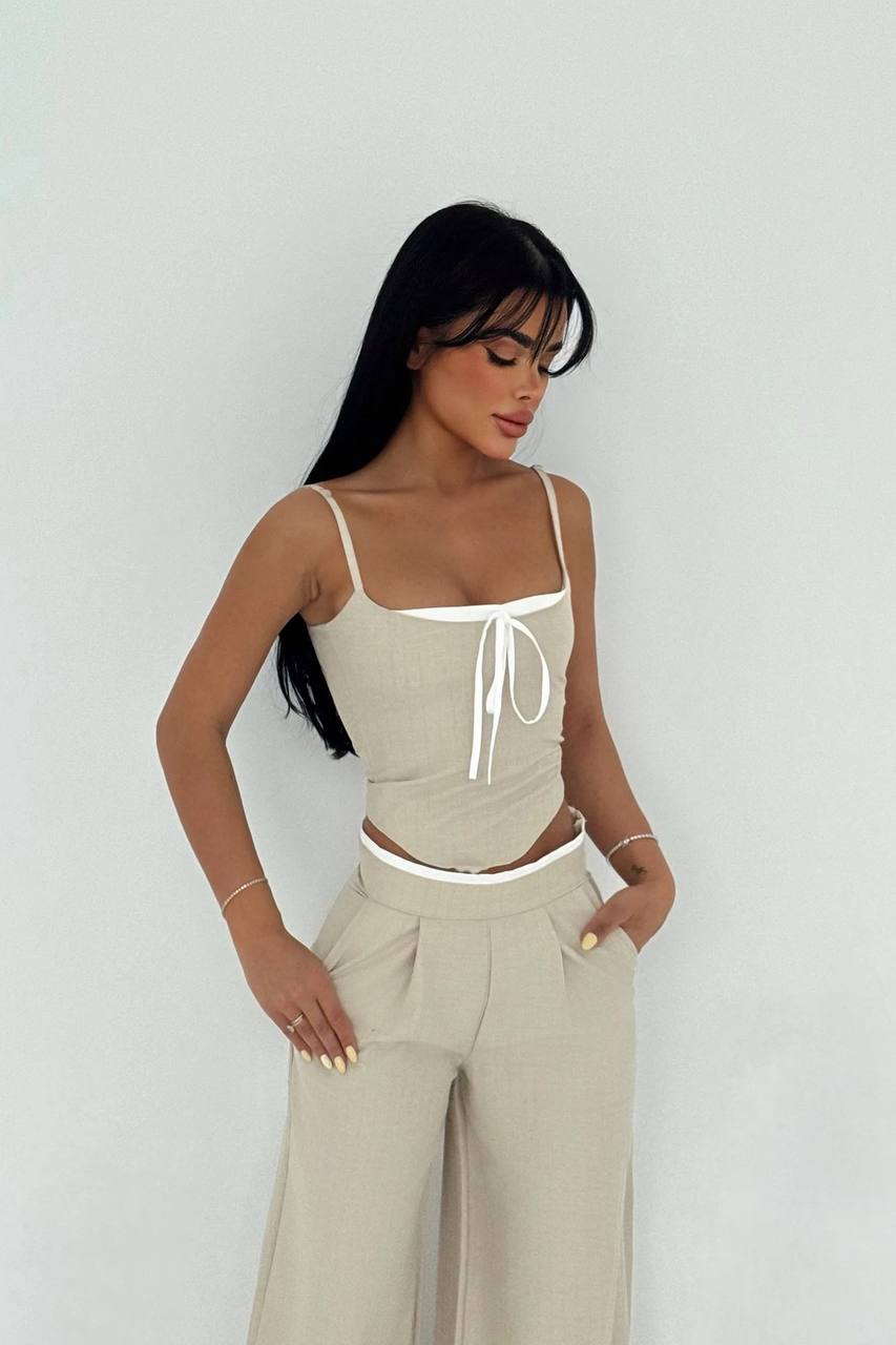 Corset Top and Wide Leg Pants Set