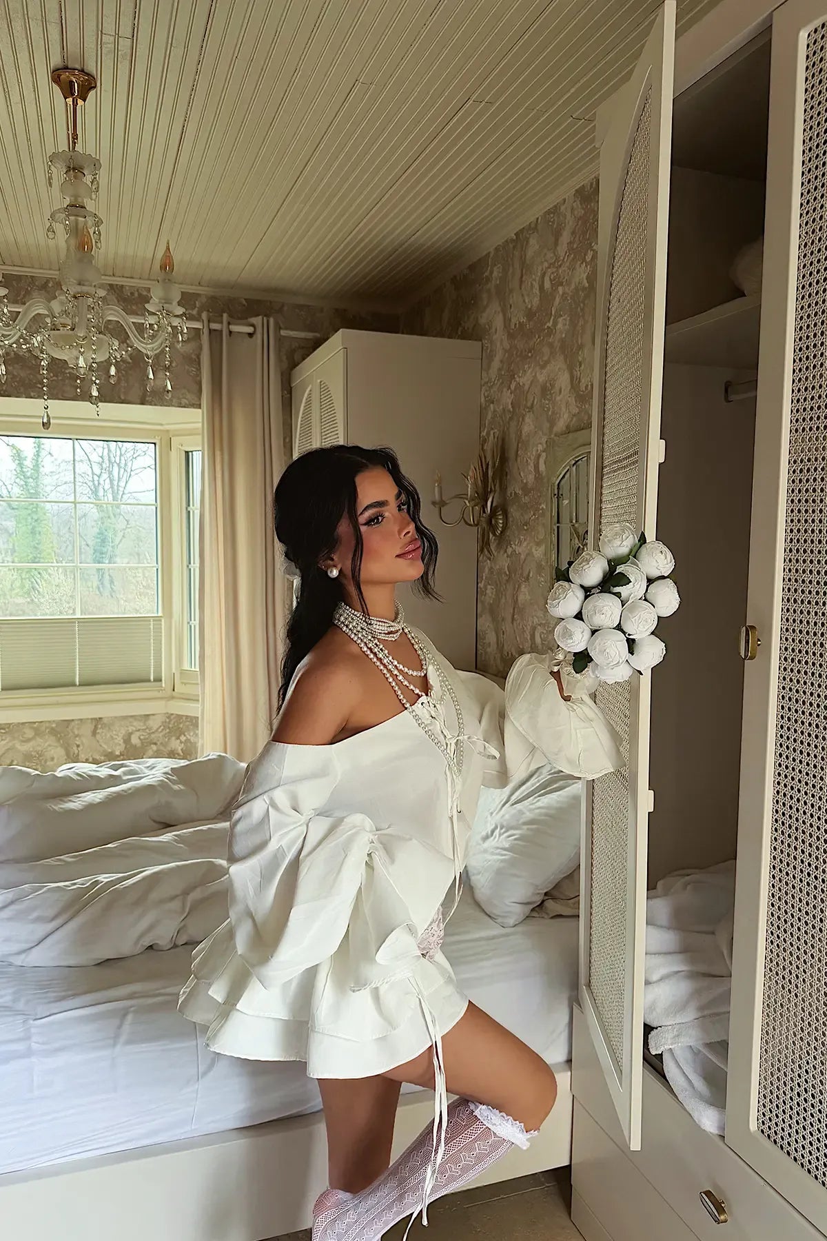 White Lace Detail Dress