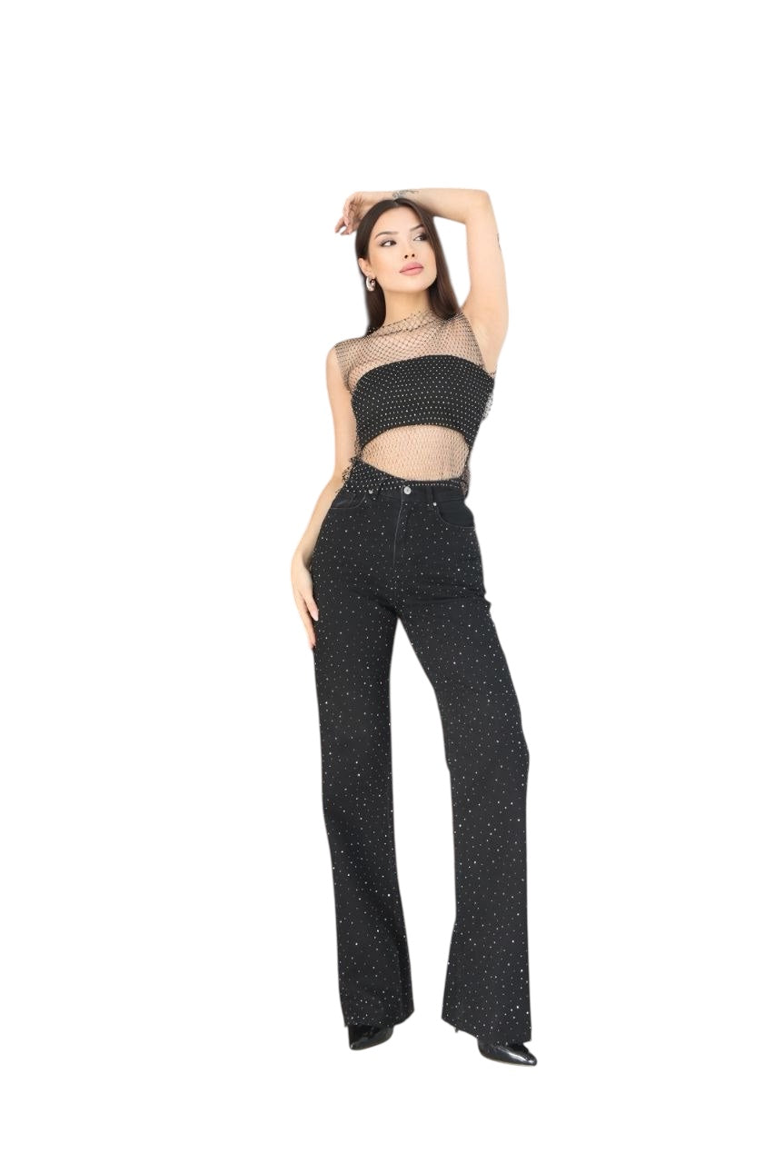 Black Rhinestone Jeans