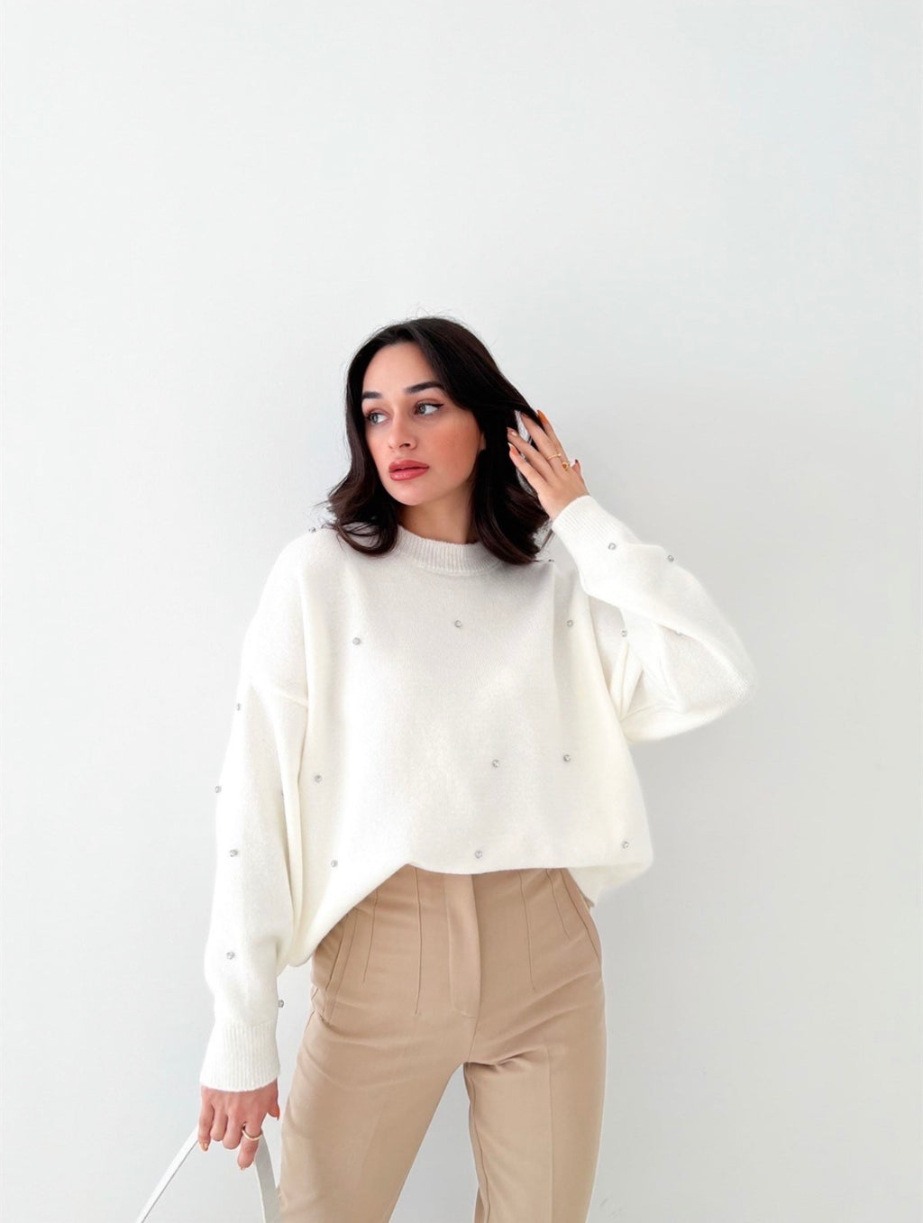 White Embellished Sweater