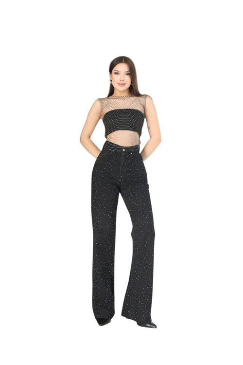 Black Rhinestone Jeans