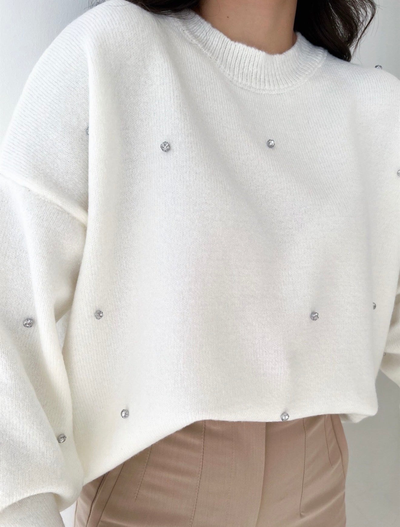 White Embellished Sweater