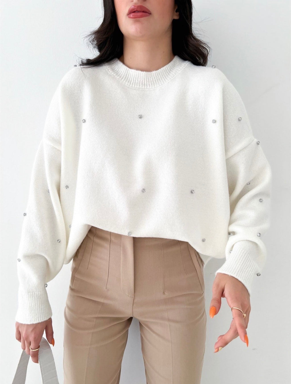 White Embellished Sweater