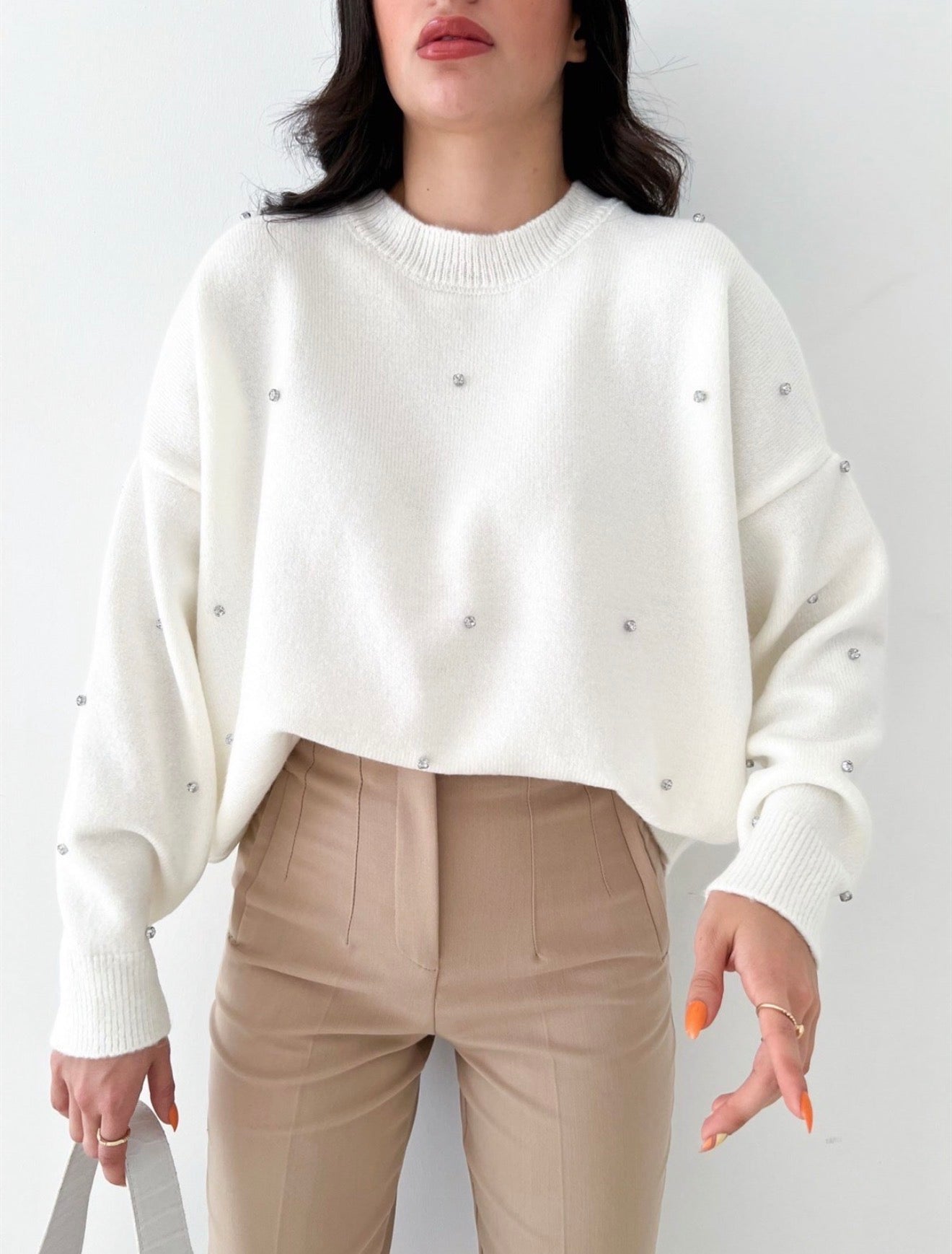 White Embellished Sweater