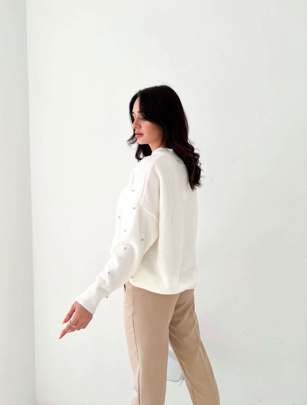 White Embellished Sweater