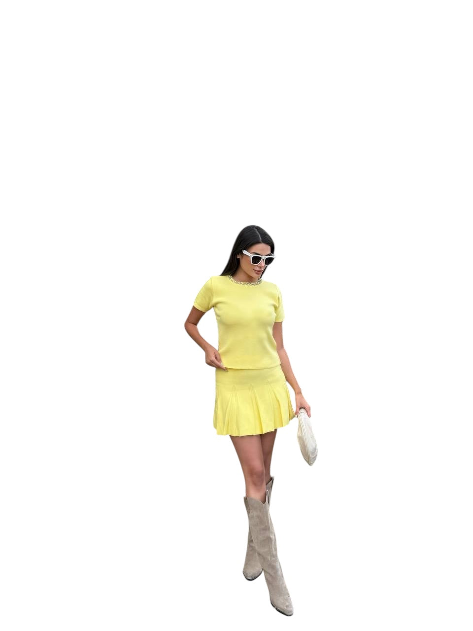 Two-Piece Yellow Knit Set