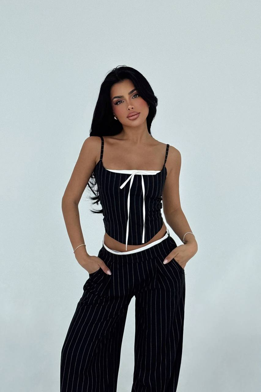 Corset Top and Wide Leg Pants Set