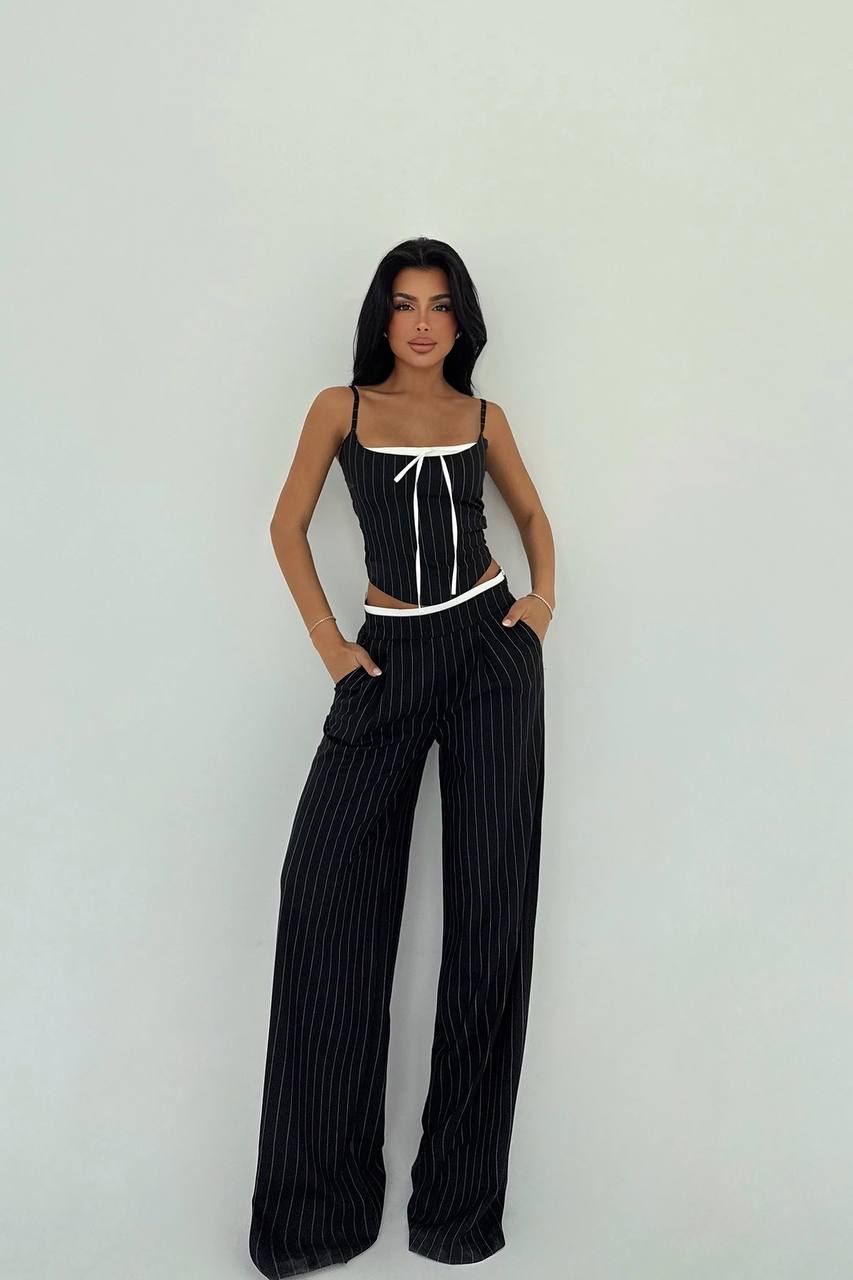 Corset Top and Wide Leg Pants Set