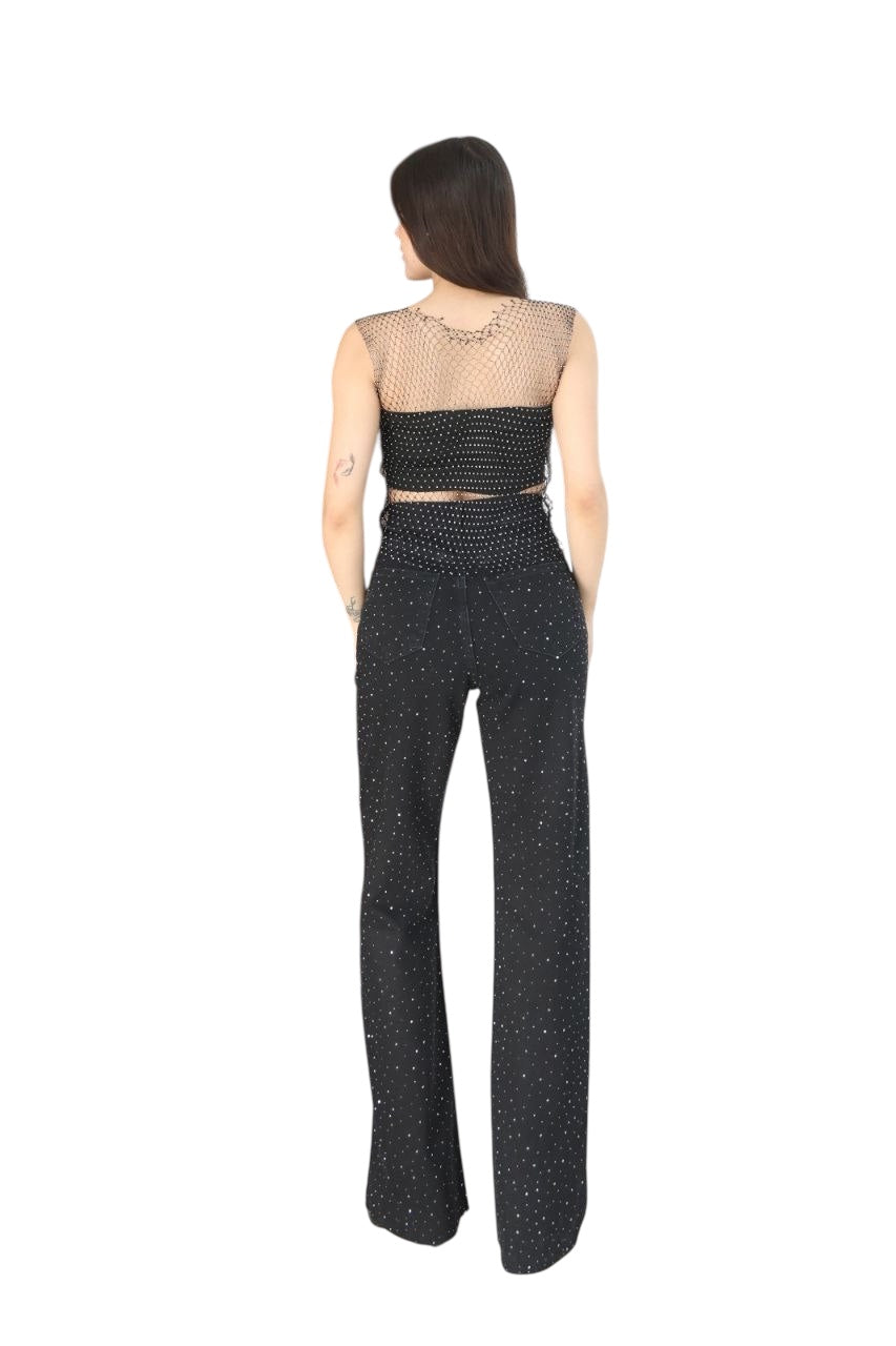 Black Rhinestone Jeans