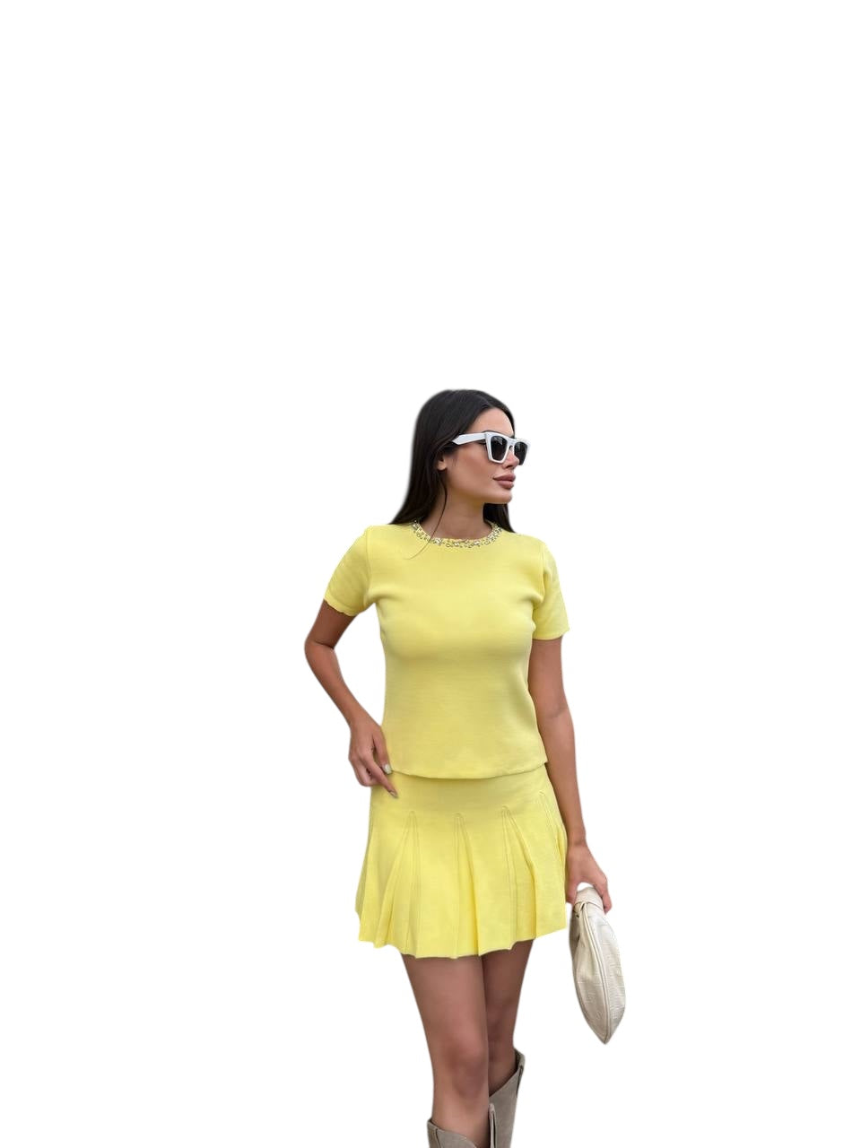 Two-Piece Yellow Knit Set