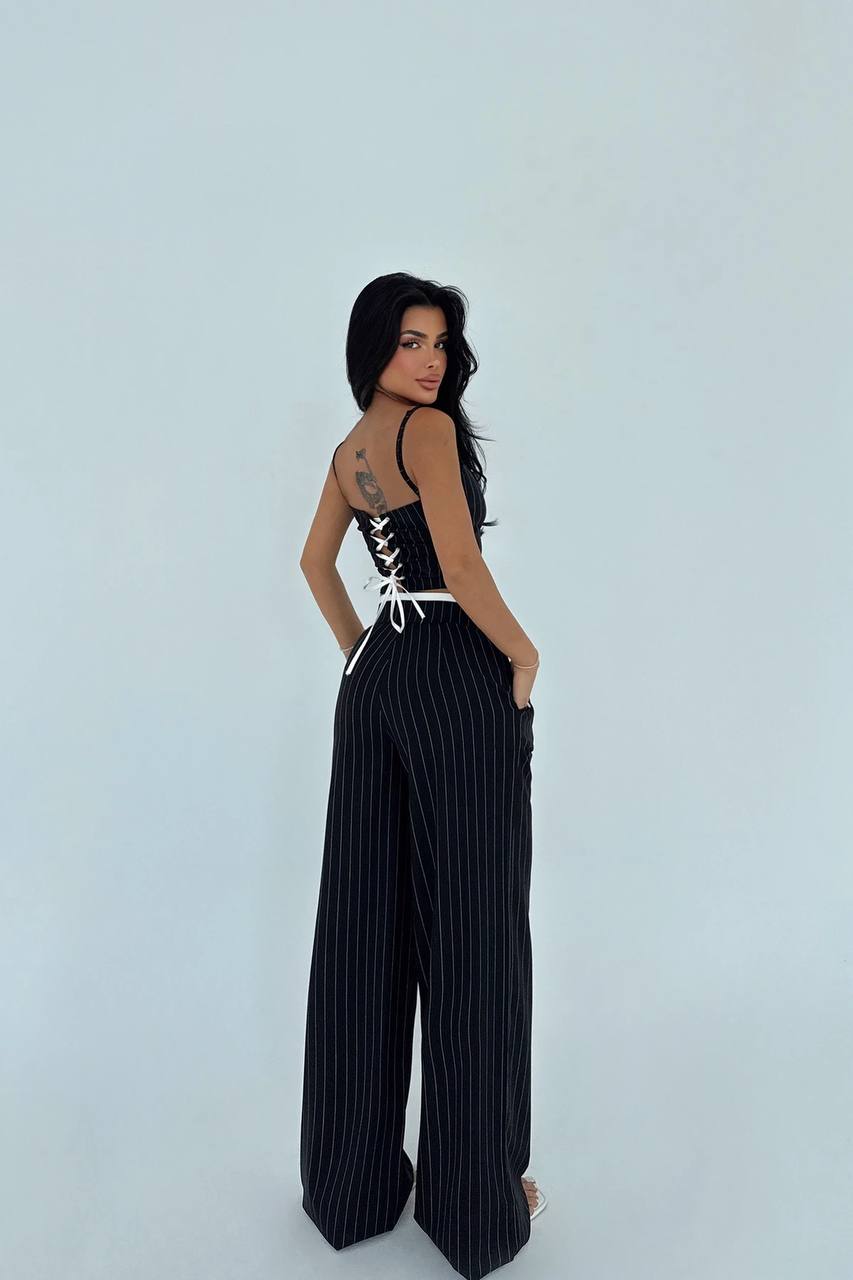 Corset Top and Wide Leg Pants Set