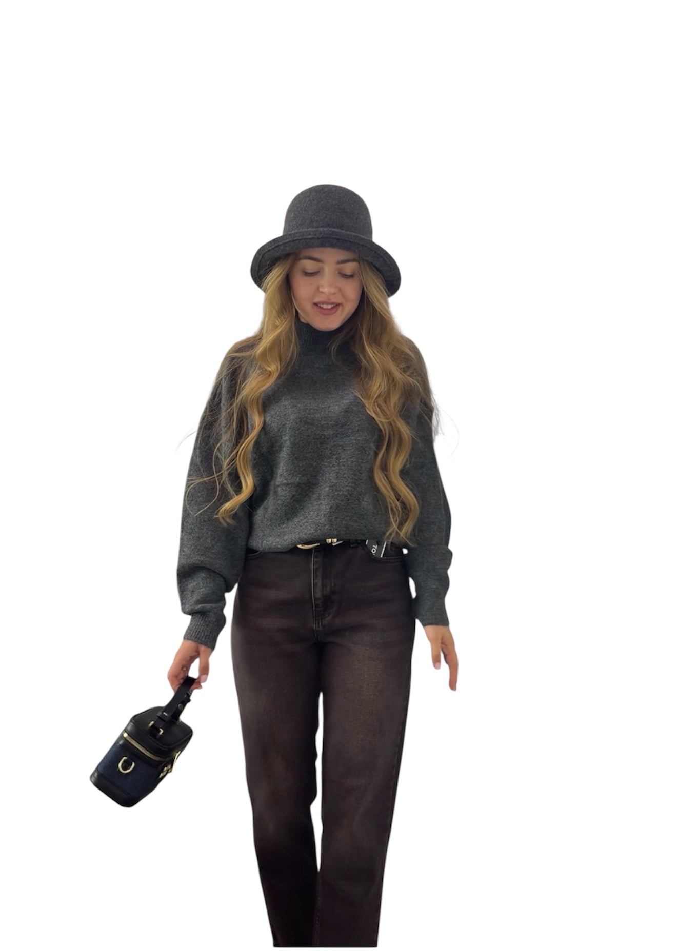 Grey Mock Neck Sweater