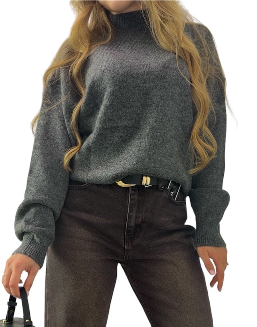 Grey Mock Neck Sweater