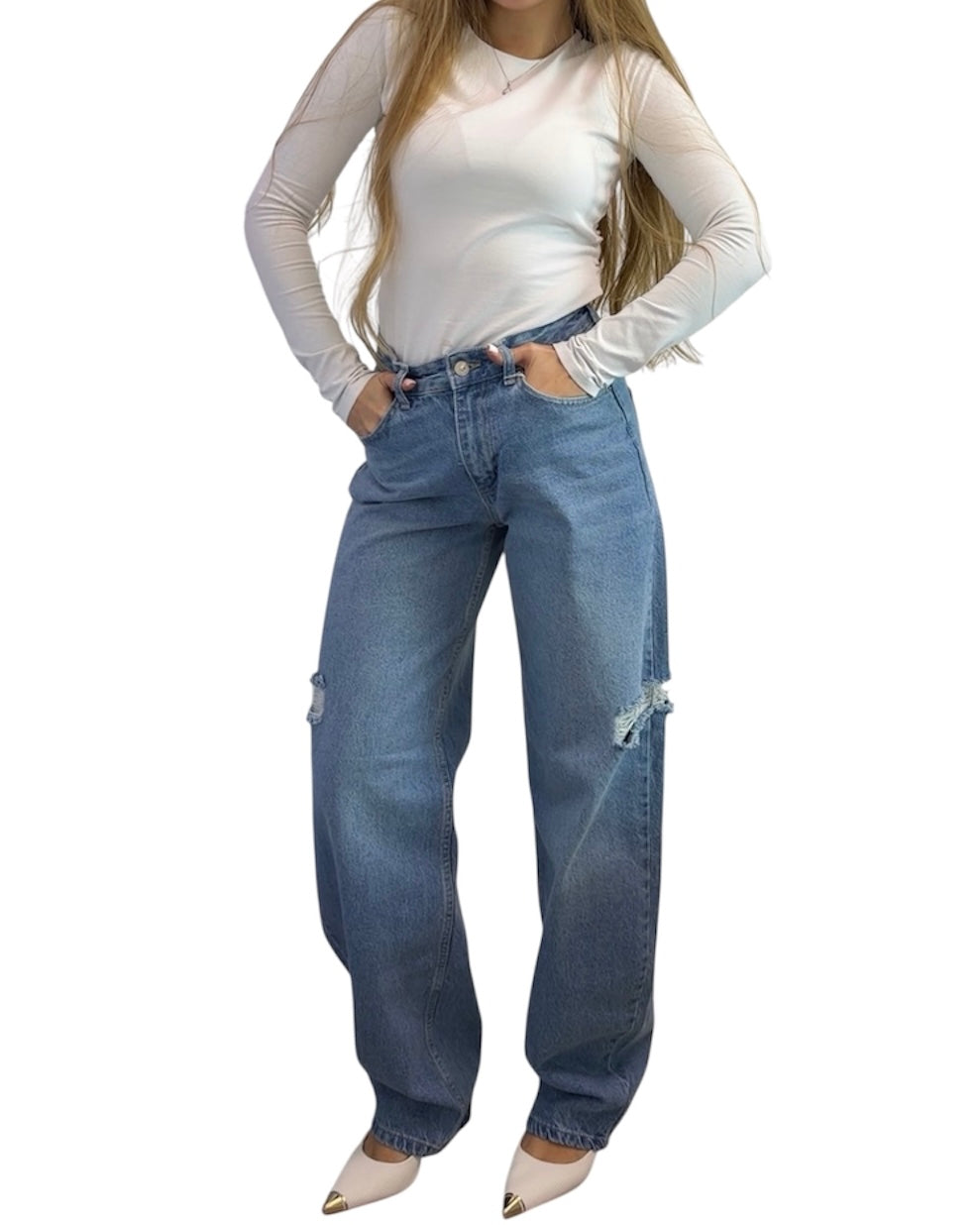 Baggy Jeans with Rips