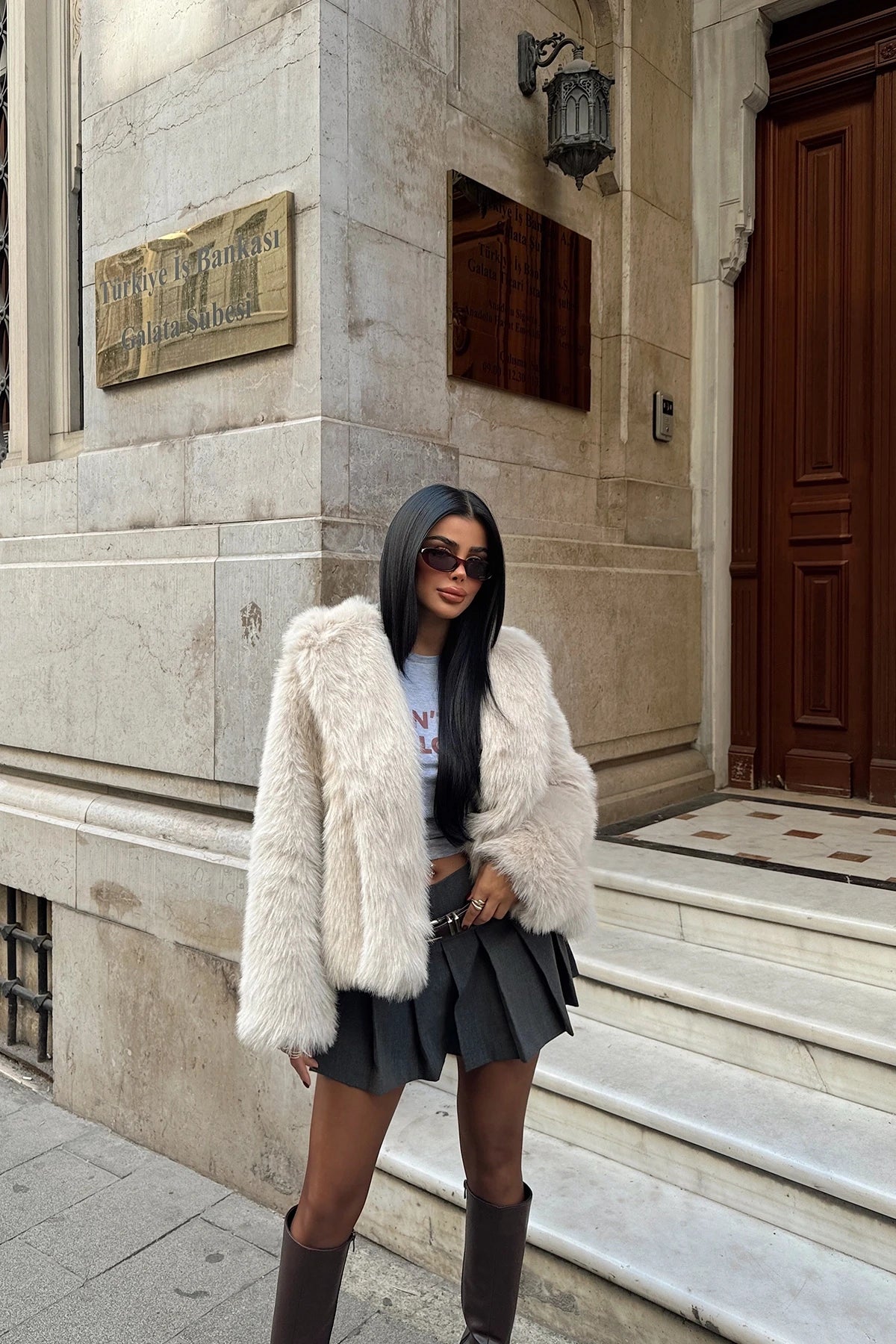 Cream Faux Fur Coat